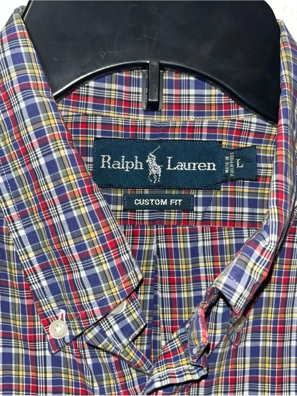 Ralph Lauren Custom Fit Long Sleeve Button Down Shirt Men's Large Plaid